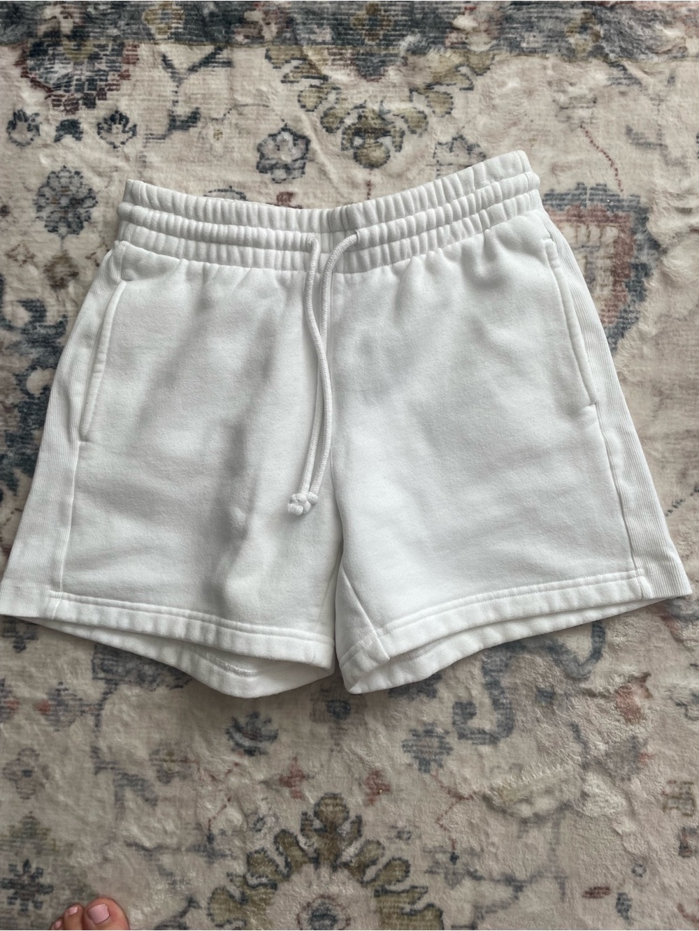 TNA Cozy AF White Elastic-Waist Drawstring Shorts